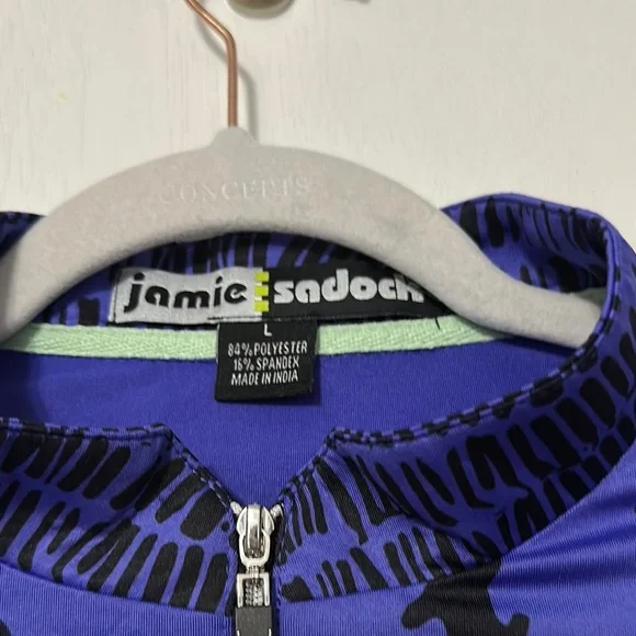 Jamie Sadock Blue Purple Graphic Zippered Tank Top - Picture 2 of 3